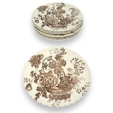 Antique Clarice Cliff Charlotte Brown Transferware Dinner Plates Lot 8 Vintage picture