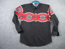 Vintage Roper Shirt Adult L Black Button Up Cowboy Aztec Southwestern Mens picture