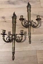 Antique Brass Neocolonial French Style Wall Hanging Candle Holders Art Deco picture