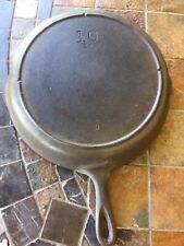 vintage Lodge #10 SK cast iron skillet with heat ring and 3 notches no spin  picture