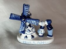 Vintage Delft Holland Pottery Blue Windmill Kissing Couple Figurine Handpainted picture