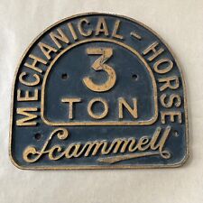 1930's SCAMMELL 3 TON MECHANICAL - HORSE 3 WHEEL TRUCK CAST METAL LOGO PLAQUE picture