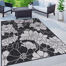 Rugshop Black Outdoor Rug Modern Floral Flowers Textured Indoor Outdoor Carpet picture