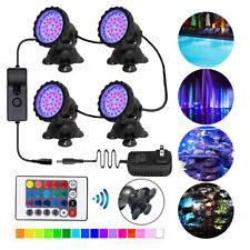 Set 8 Submersible 36 LED RGB Pond Spot Lights Underwater Pool Fountain + Remote picture