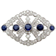 Gorgeous Special Women's Handmade Brooch In 935 SS With Round Cut Blue Sapphire picture