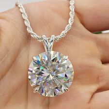 RARE 10 Ct Certified Off White Treated Diamond Solitaire Pendant in 925 Silver picture