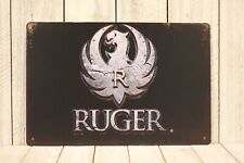Ruger Tin Metal Poster Sign Man Cave Vintage Ad Rustic Look Gun Shop Range  picture
