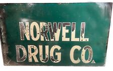 Vintage 1950’s Norwell Drug Co. Reverse Painted Glass Advertising Sign picture