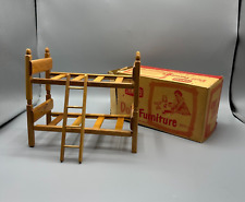 Strombecker Dollhouse Bunk Beds With Ladder Wooden Doll Furniture Vintage w/ Box picture