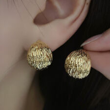Authentic 18K Gold Stud Earrings Chunky Decorative Dome Bumpy Texture Au750 18ct picture