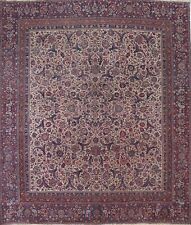 Pre-1900 ANTIQUE Ardakan Area Rug Vegetable Dye Hand-knotted Carpet Square 12x12 picture