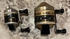 Lot Of 2 • Vintage ZEBCO OMEGA Reels •181 w/Gold Diamond Covers & 113 Spin Cast picture