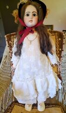 Antique Unmarked Jumeau Bisque Head Doll, Rare Applied Ears,Huge Size 31