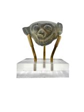 Antique Artifact Pre-Columbian Head Fragment On Golden Acrylic Base Collector picture