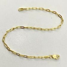 14K Yellow Paperclip Link Chain Bracelet 2mm - 7.5