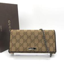 Gucci Genuine Good Condition Canvas Leather Chain Wallet from Japan picture