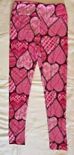 Lularoe LLR OS Hearts Stitch Pink Red Leggings Valentines picture