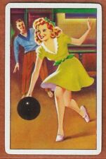 1 Single Swap Vintage Bowling Lady  Pinup Playing Card  1930's - 1940s picture