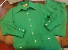 Vintage 1960-70s Koret of California Poly Knit Women's Pant Suit Kelly Green 2pc picture
