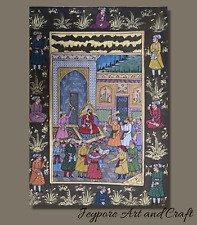 Persian King Court Scene Handmade Persian Painting with Floral Border PN12697 picture