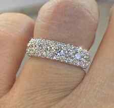 1.85ct Round Real Moissanite 14k White Gold Finish Half Eternity Wedding Ring picture