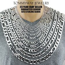 Guaranteed 925 Sterling Silver Figaro Chain Necklace Solid & Heavy Version Italy picture