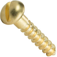 #14 Round Head Slotted Drive Wood Screws Solid Brass All Lengths In Listing picture