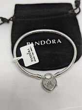 New Pandora Moments Disney Heart Charm Snake Chain Bracelet Size 7.5 Inches picture