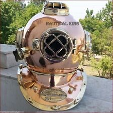 Antique Copper Solid Brass full size Divers Diving helmet Scuba US Navy Mark V picture