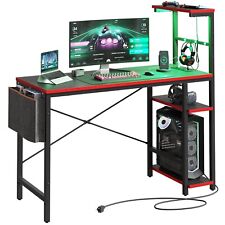 Bestier Gaming Station Vibrant LED Lamp Table W/Shelves Outlets USB Ports, Black picture