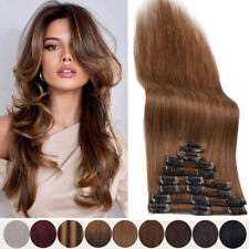 Short Clip In Remy Human Hair Extensions 100% Real Hair Full Head 8pcs Long Sale picture