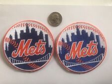 (2) New York NY Mets  vintage iron on embroidered logo patch 3.5” X 3.5 picture
