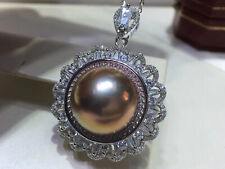 charming huge  14-15mm  south sea gold pink pearl pendant 925s(mr) picture