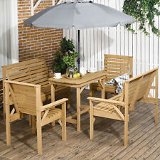 Outsunny 5pc Patio Dining Set Wooden Table and Chair Loveseat Umbrella Hole picture