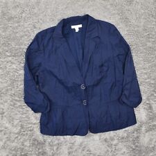 Chico's Women's Size 3 Two Button Blazer  Blue Long Sleeve Cotton Solid picture
