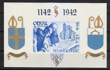 Belgium 1937 MNH Block V.I. Type 1 in Blue imperforated Orval Abbey. Signed ** picture