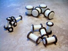 PAIR 2 Pcs White Straight Ear Plugs Black O Rings Grooved to Stay In Place B2 picture