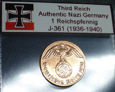 Beautiful Bronze Nazi Coin: Genuine 1 Reichspfennig Third Reich Germany WW2-era picture