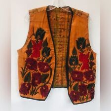 Vintage Guatemalan Vest Size L butterscotch color with Flowers picture