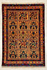 Hand Knotted Balouch Tribal Yellow Wool Oriental Nomadic Area Rug 3'1
