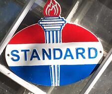 STANDARD GASOLINE OIL DEALER'S WALL MOUNTED PLAQUE SIGN Cast Iron w Torch 10
