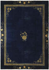 9' x 11' CHINA ART DECO RUG 1930's Blue #F-5633 picture