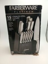 15 Piece Farberware Platinum Collection Cutlery w/Knife Block Stainless Steel128 picture