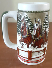 Budweiser Beer Stein Mug Champion Clydesdales Ceramic Ceramarte Holiday 6.25 In. picture