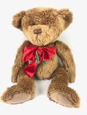 VINTAGE 1988 CHRISHA CREATIONS PLAYFUL PLUSH STUFFED BEAR BROWN W/ RED BOW GOOD  picture