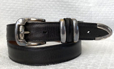 VTG 90's Torino Embossed Italian Kipskin Leather Belt Black Size 36 USA Made 630 picture