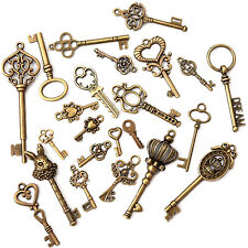 Lot Old Vintage Antique Skeleton Keys Necklace Pendant Bronze DIY Decorations picture