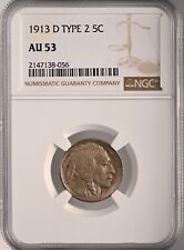 1913-D  5C BUFFALO NICKEL  TYPE 2  (T2)  NGC AU53  #2147138-056  FRESHLY GRADED picture