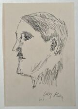 Adolf Hitler (Handmade) Drawing On old Paper Signed & Stamped, Vtg Art picture