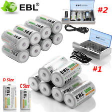 EBL Lot 5000mAh/10000mAh C D Size Cell Rechargeable Batteries / C D Size Charger picture